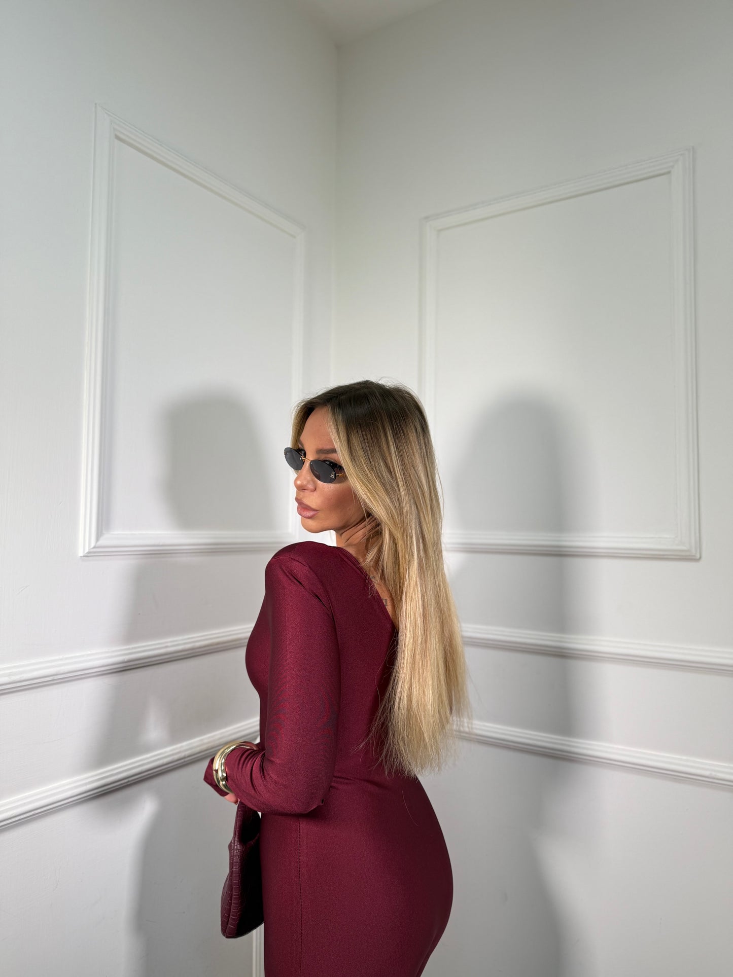 Jumpsuit in lycra con spalline Vania bordeaux 30659