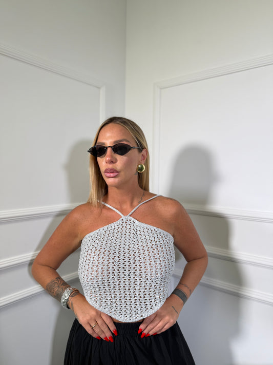 Top in filo a trapezio in lurex Ushuaia argento 2621
