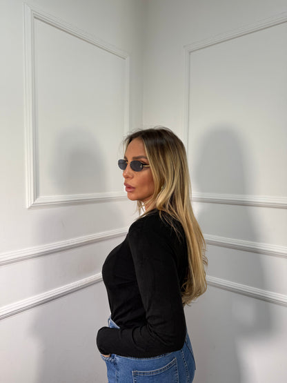 Shirt termica a costine nera ly147