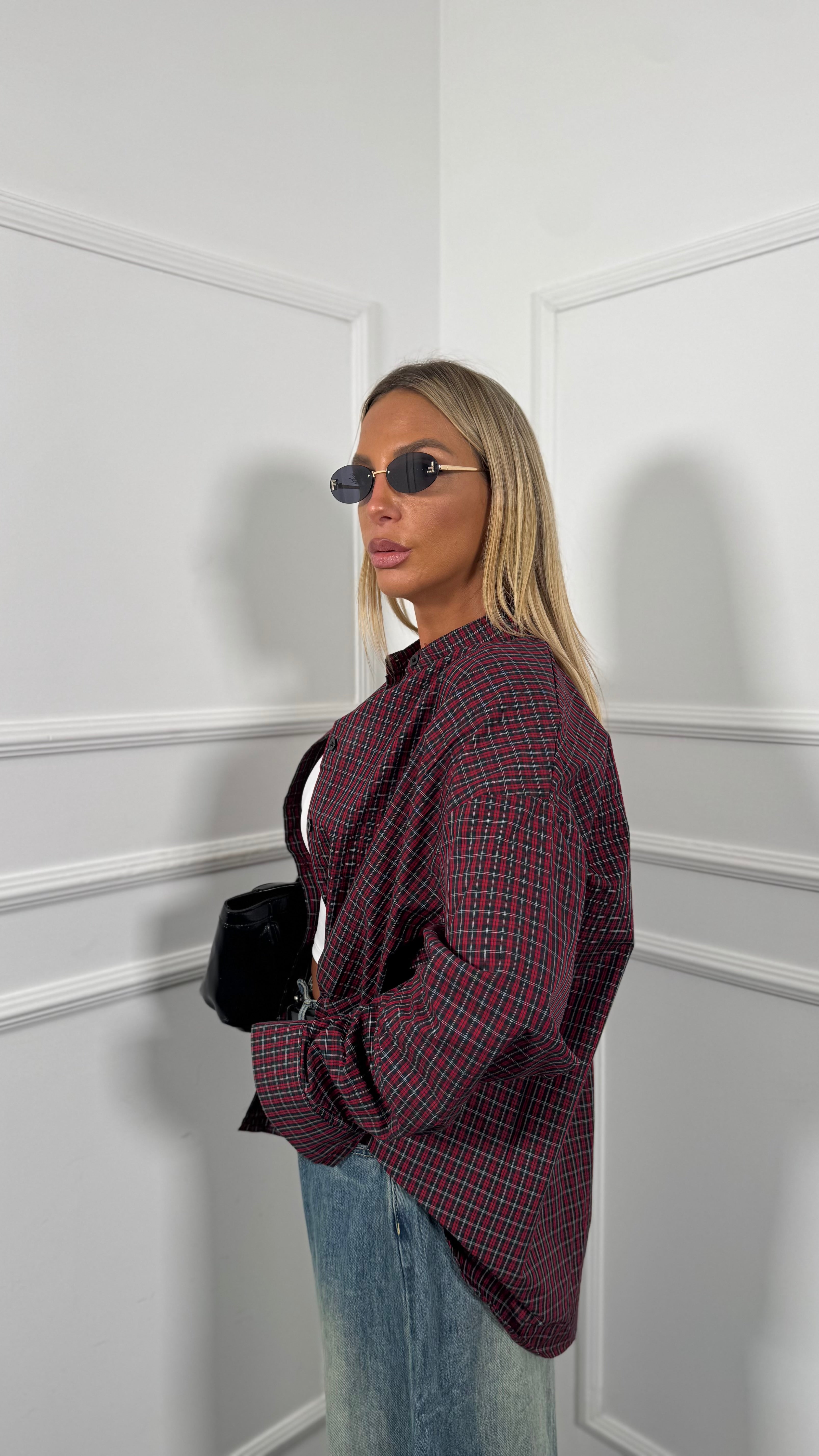 Camicia a quadretti con spalline rossa 2695