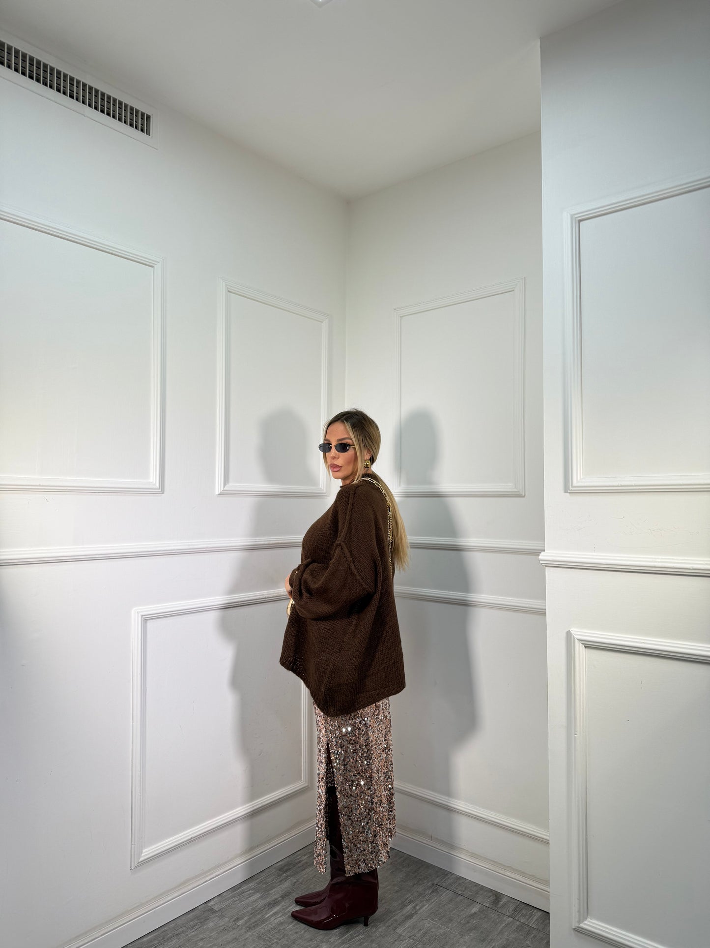 Longuette in paillettes Polvere di Stelle champagne 3018