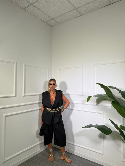 Tailleur con bermuda (curvy) Karol nero 10055