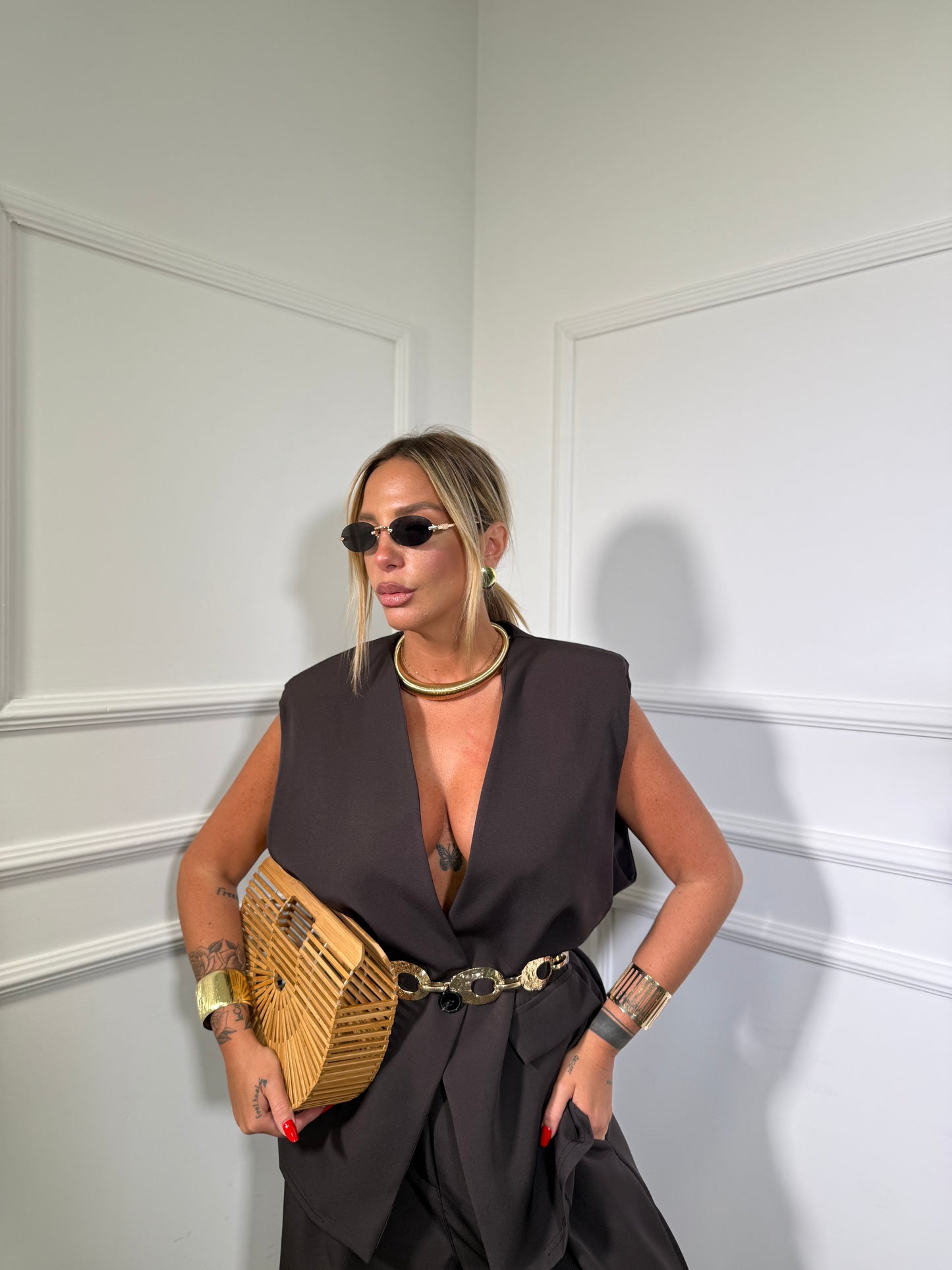 Tailleur con bermuda (curvy) Karol cioccolato 10055