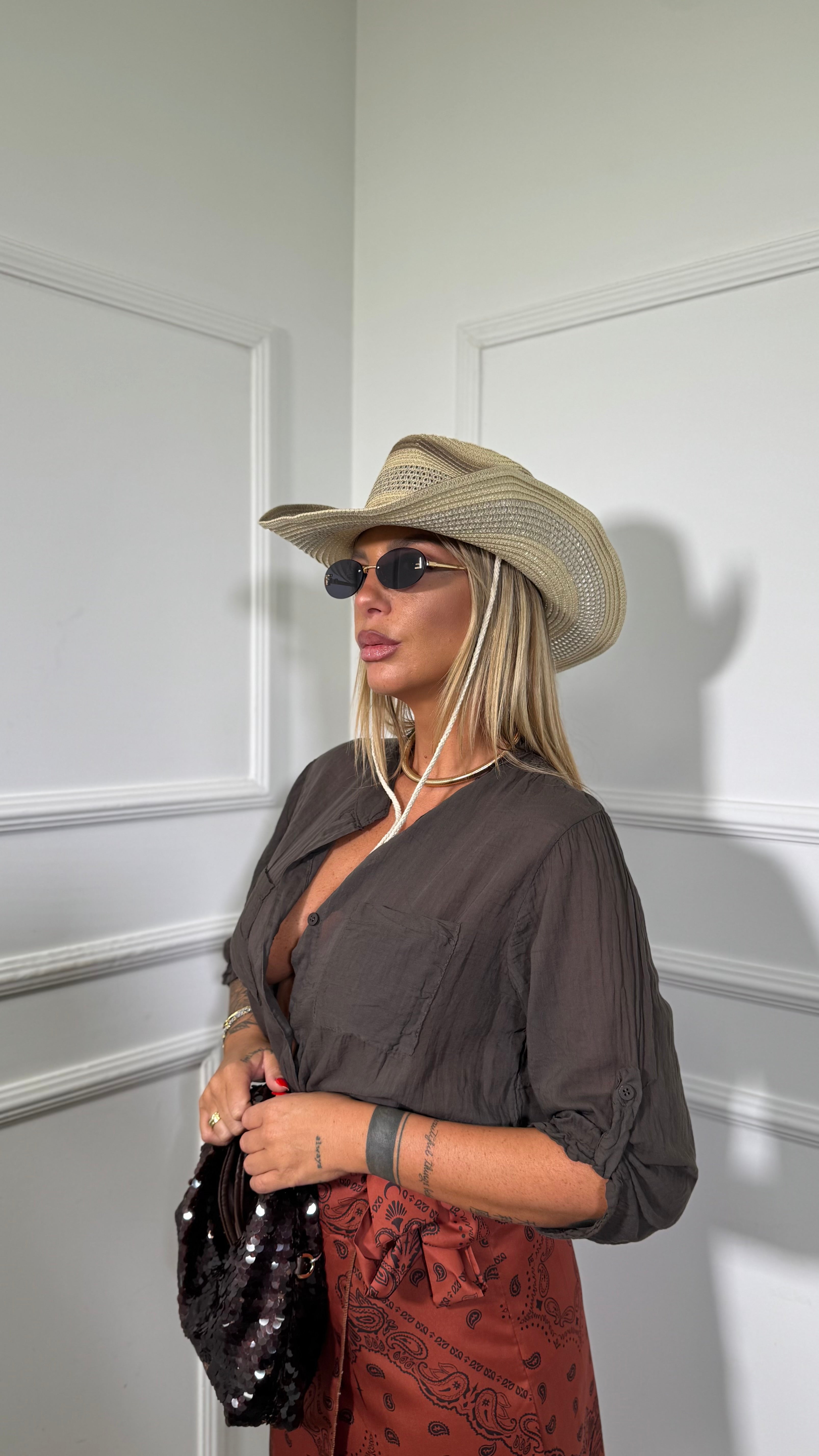 Camicia con taschini 100% cotone Bocadillo cioccolato 212553a