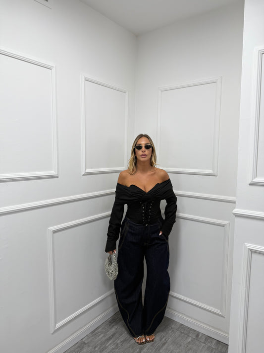 Jeans baggy balloon Lost lavaggio scuro by monique s22055