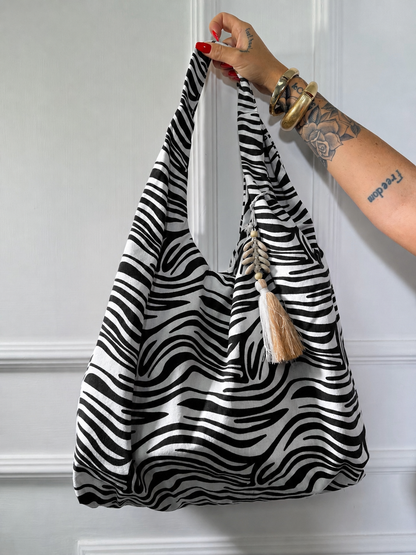 Borsa maxi in tela zebrata (vari colori)