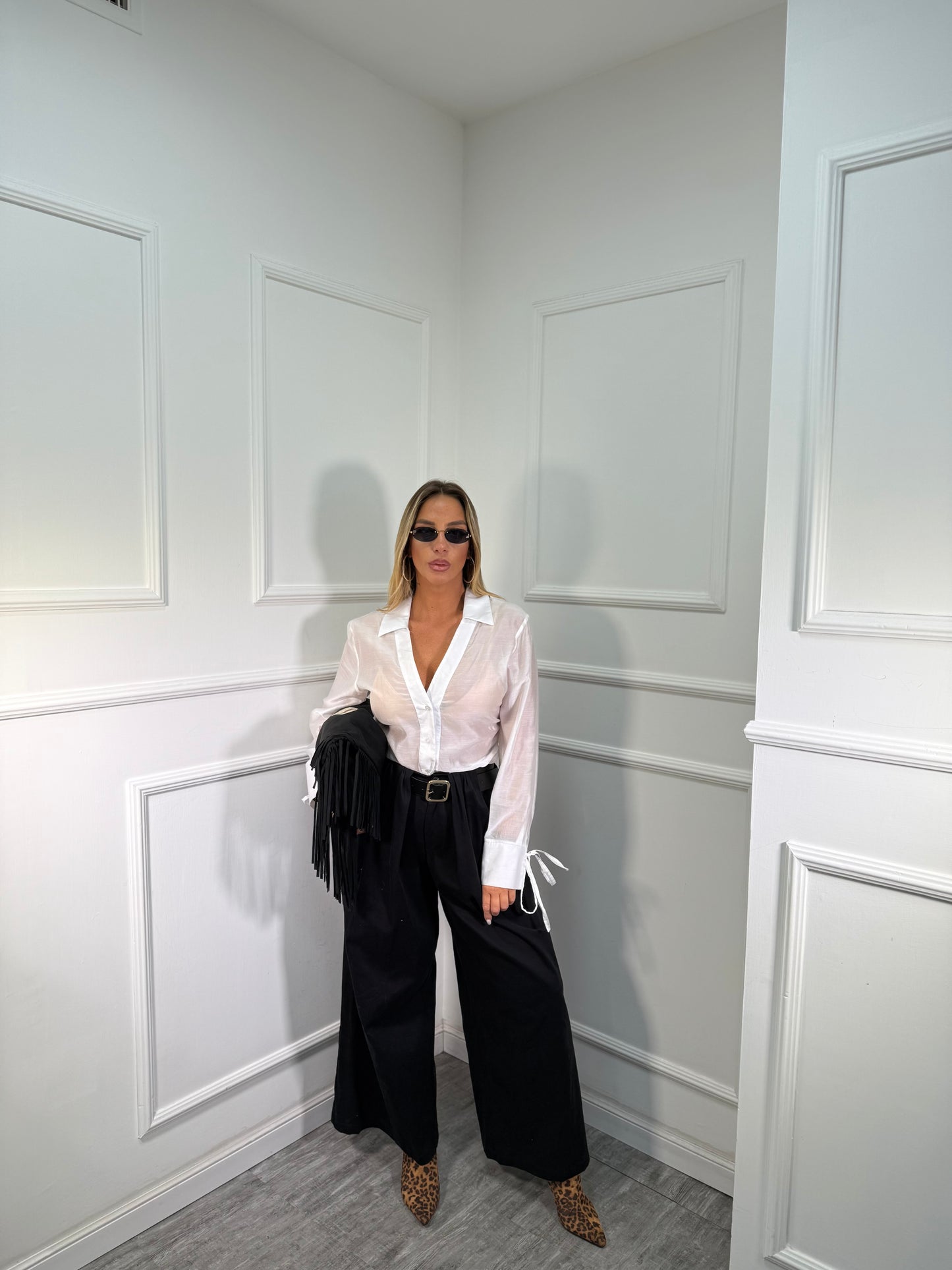 Pantaloni palazzo 7/8 Cathy nero by justwest 26100p