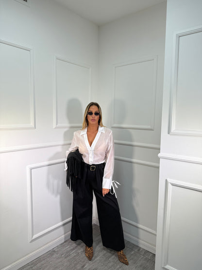 Pantaloni palazzo 7/8 Cathy nero by justwest 26100p