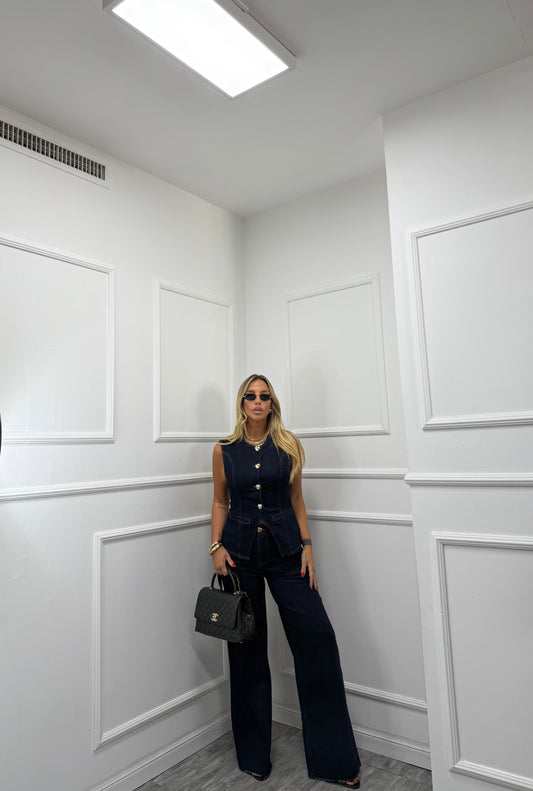 Coordinato in denim Lavinia lavaggio scuro premium quality