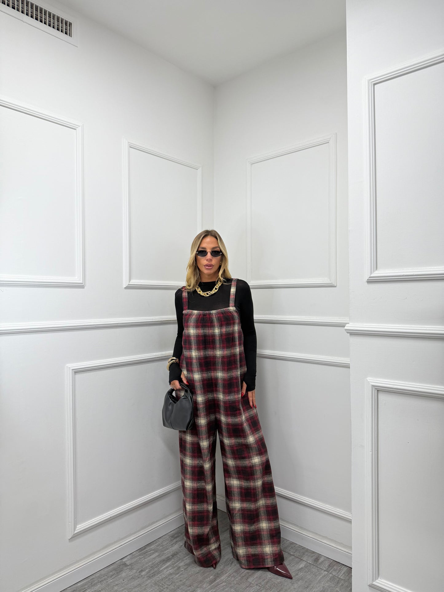 Salopette oversize in flanella Virginia 25696