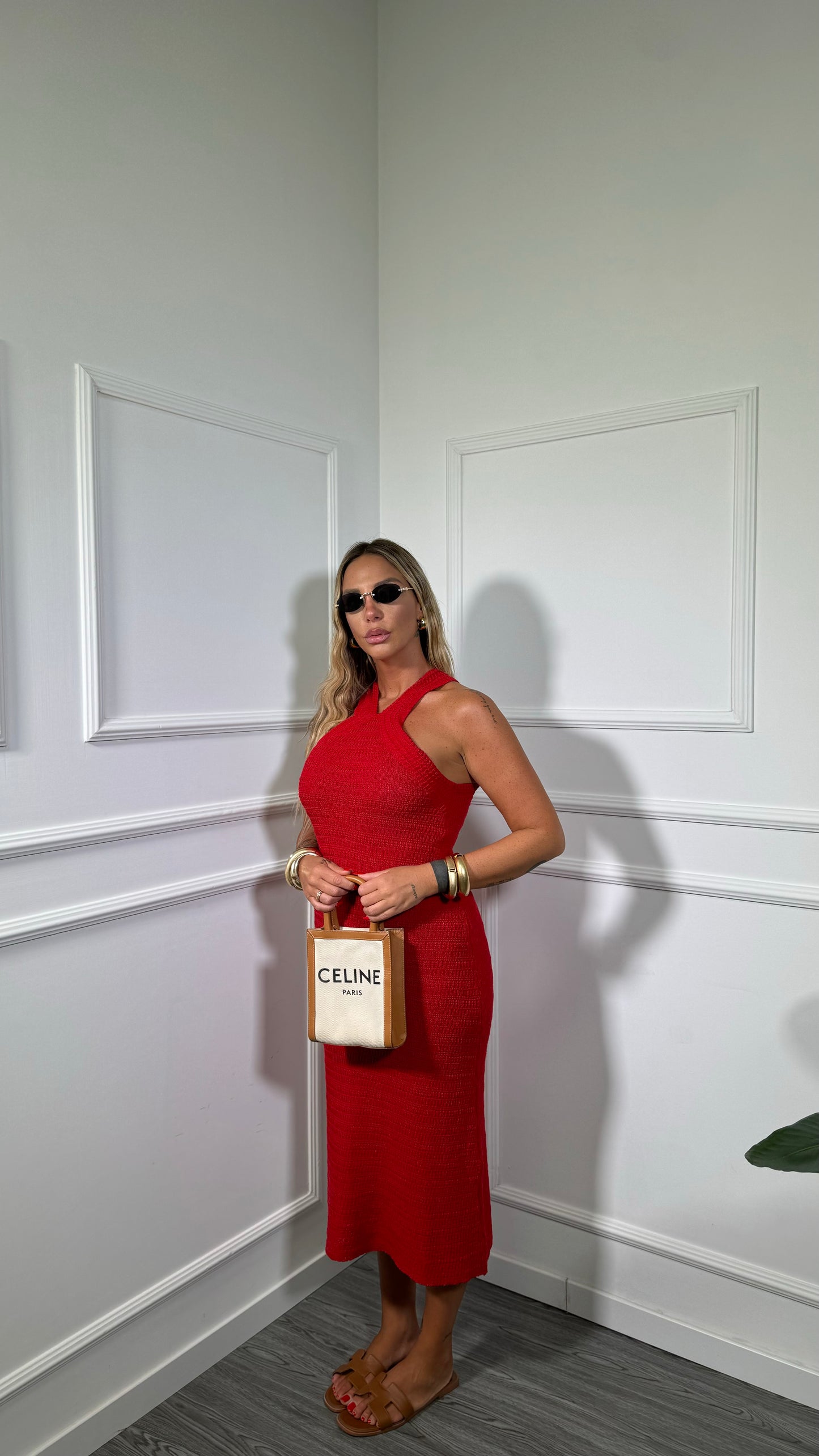 Abito midi in filo Skin rosso