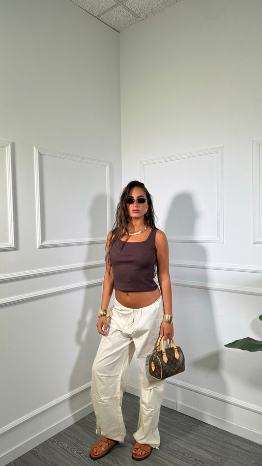 Pantaloni parachute in cotone sabbia hm015-8