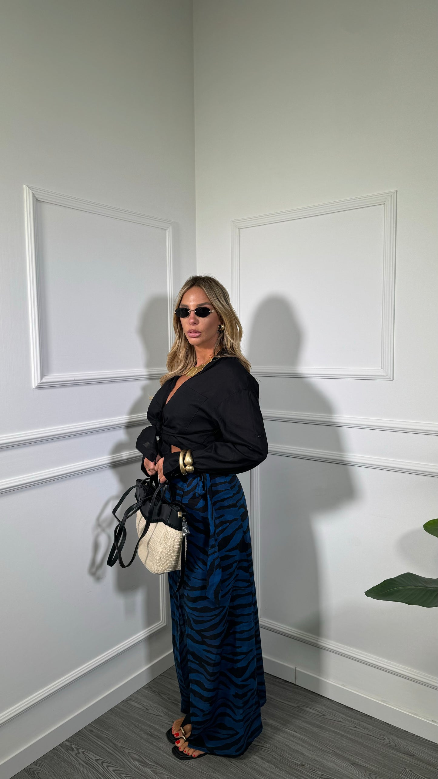 Pareo midi animalier Lamú blu f1801