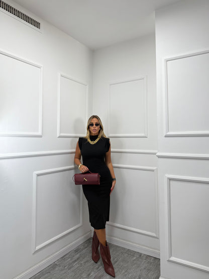 Abito midi con spalline Delia nero