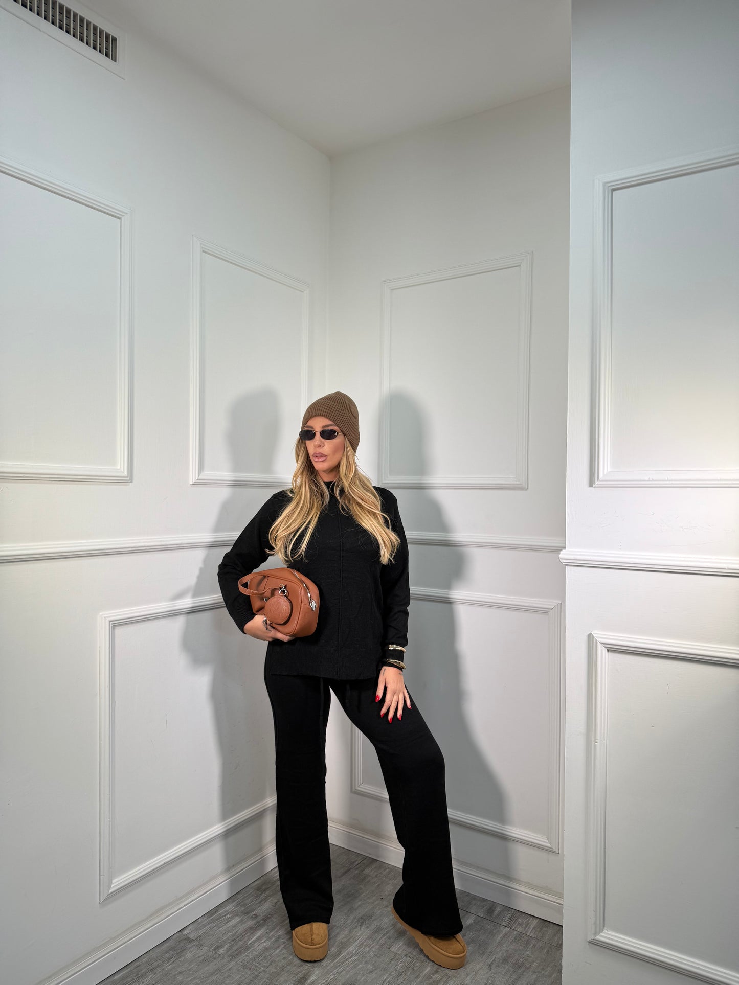 Coordinato lana rasata Winter nero 022