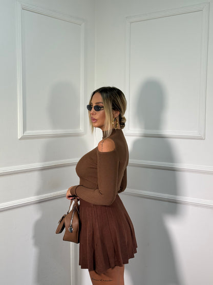 Gonna plissé in lana rasata Blair cacao zs8040