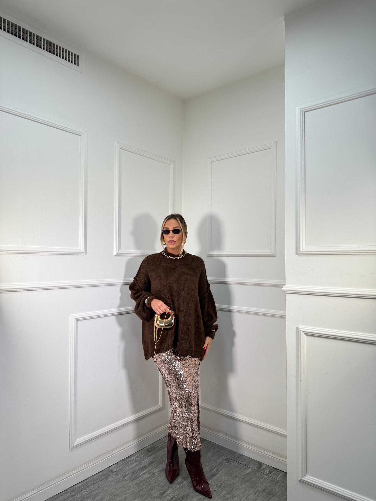 Maxipullover lana cotta Becky cioccolato 31150