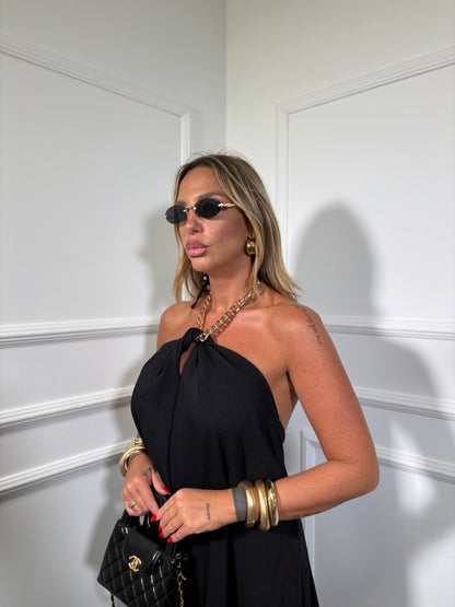 Abito lungo con catena Calipso nero 26443