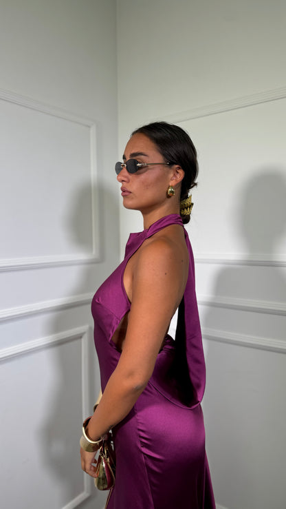 Abito lungo in satin Margiela magenta 60532
