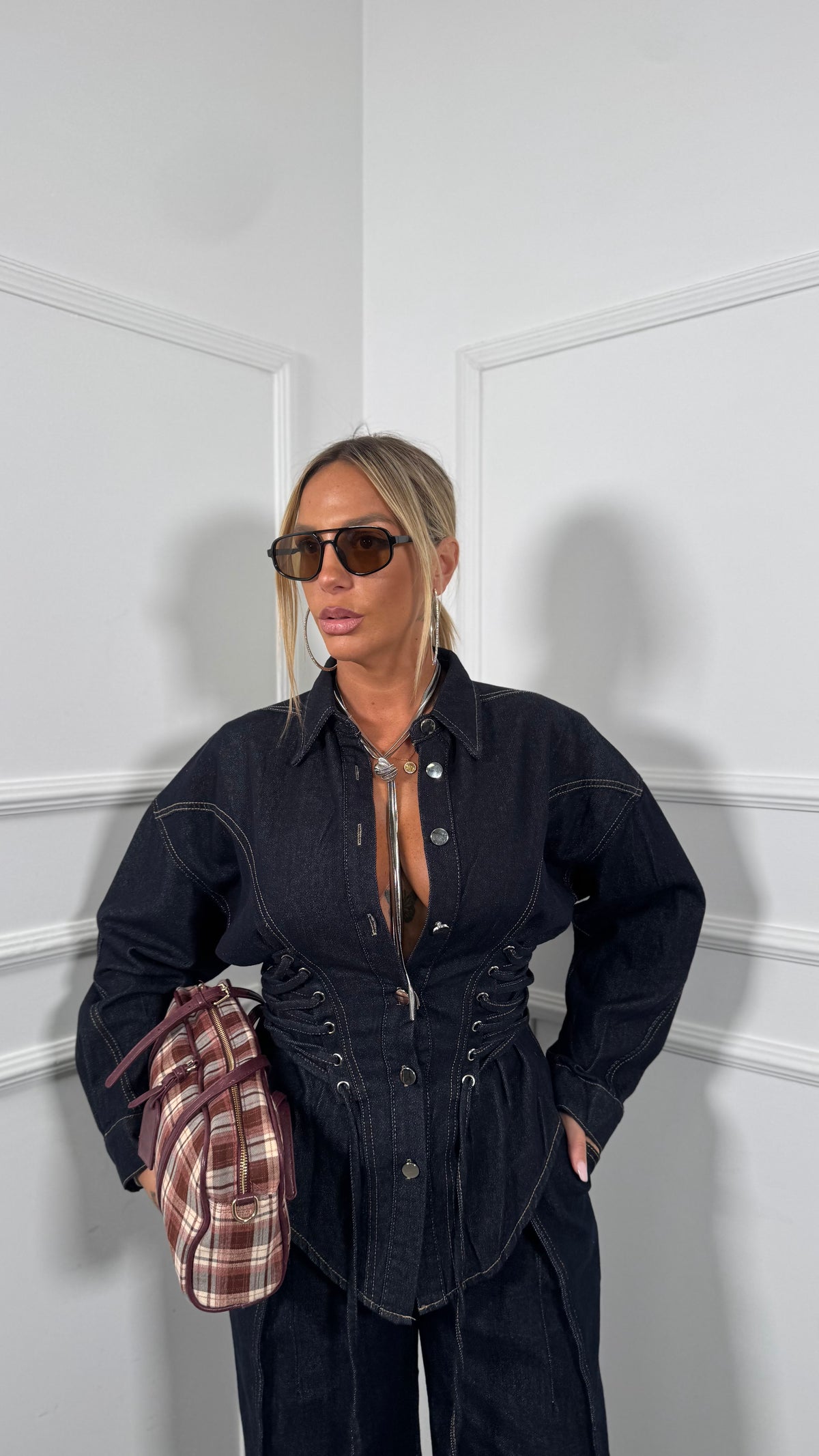 Camicia in denim stringata Alex lavaggio zero 2742