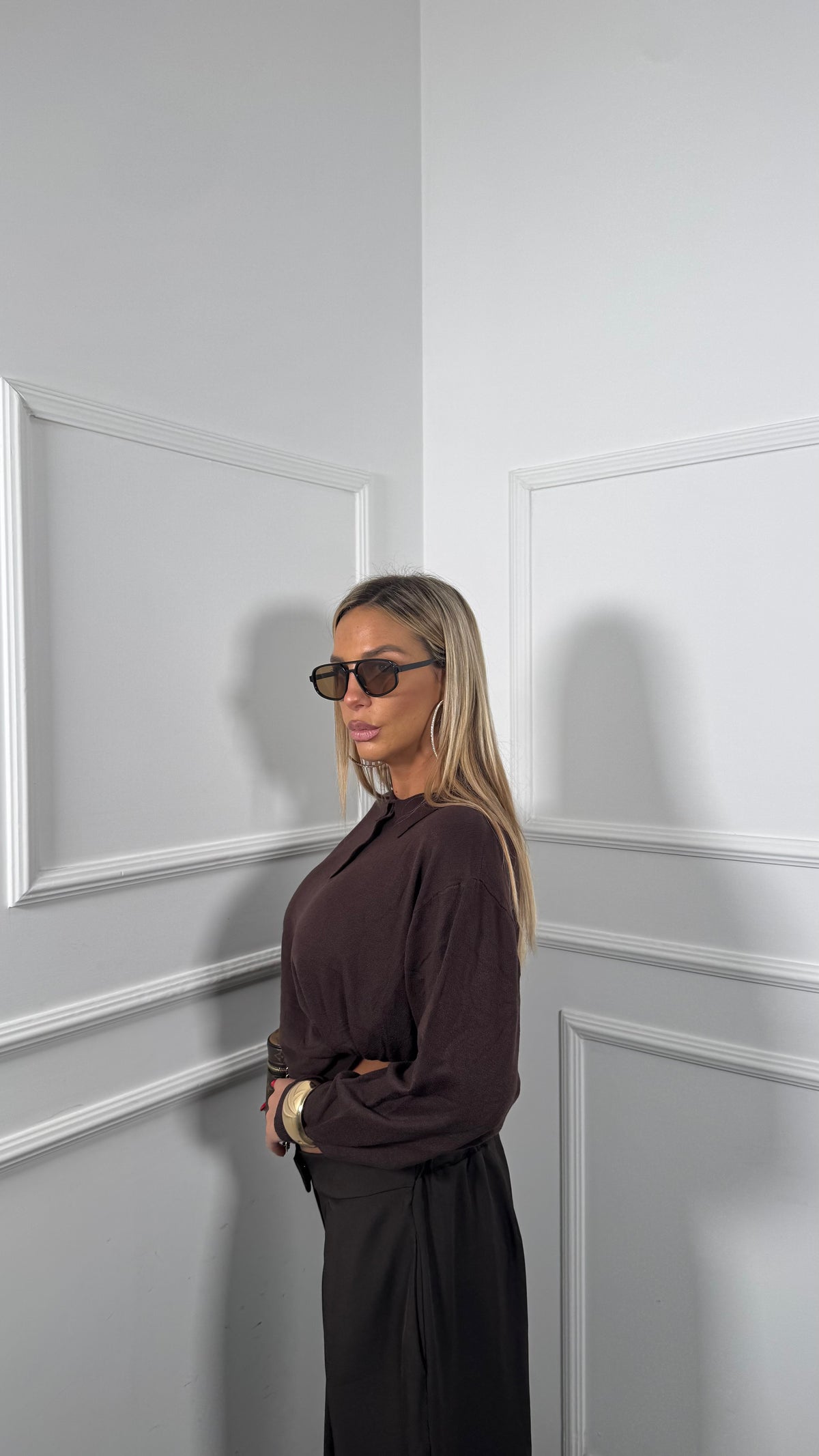 Polo lana rasata curvy Becky cioccolato