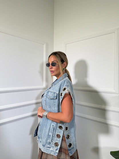 Gilet oversize con borchie Ruby lavaggio slavato jh8963