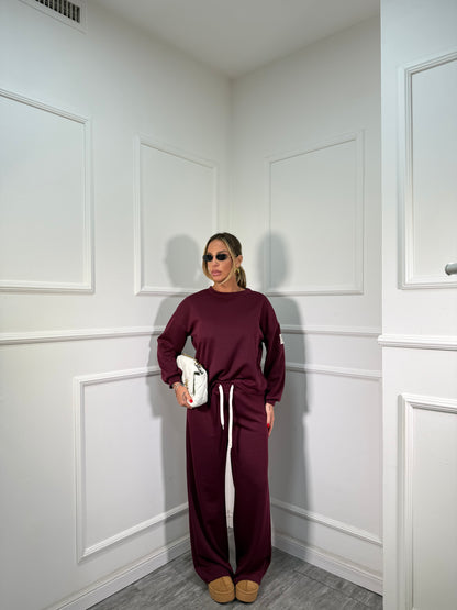 Coordinato in tuta Casual borgogna 22041