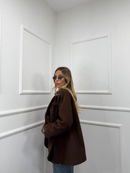 Blazer coat in panno oversize Must Have cioccolato 22305