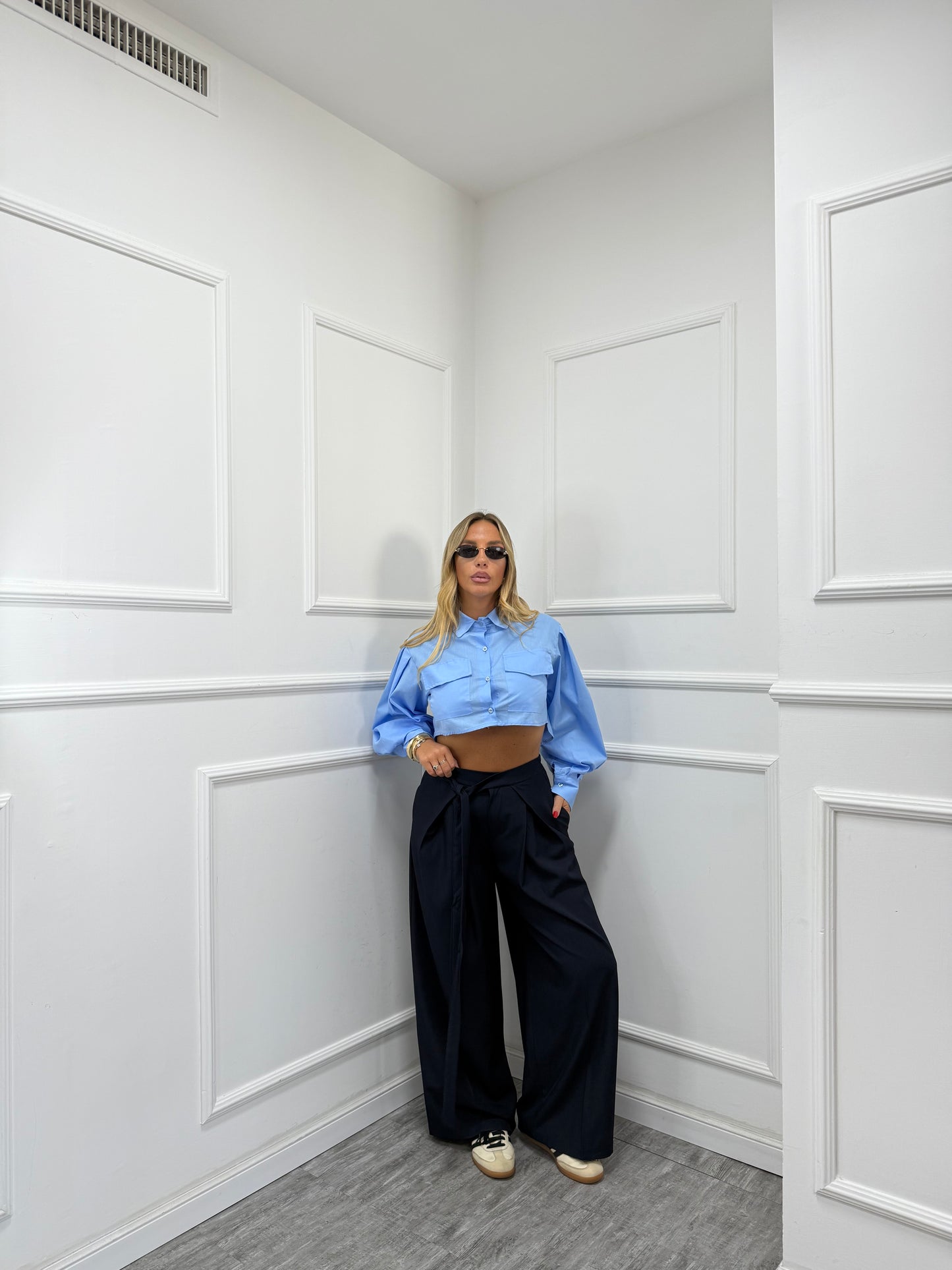 Pantaloni palazzo con fusciacca Back in Town blu notte 66636