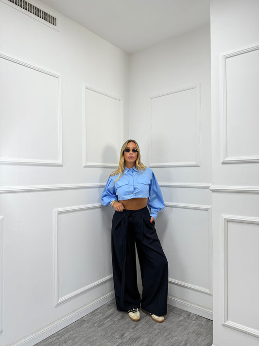 Pantaloni palazzo con fusciacca Back in Town blu notte 66636