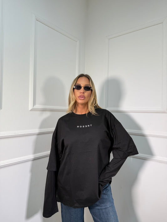 Shirt in cotone oversize Tresor nera a63992