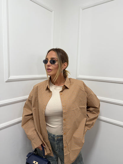 Camicia oversize con spalline Vibes senape mf2695