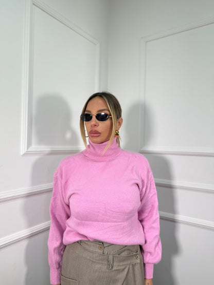 Pullover collo alto manica balloon rosa bubble 2022