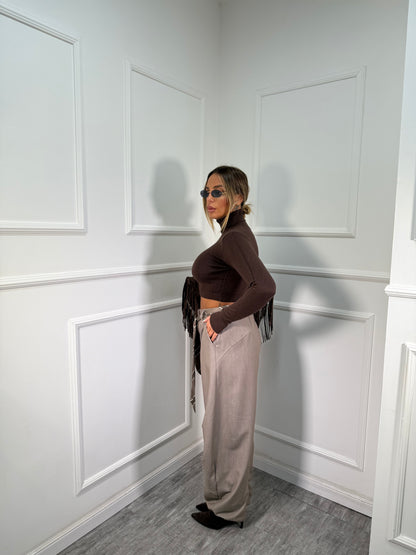 Pantaloni balloon con cravattino Allyson tortora my19589