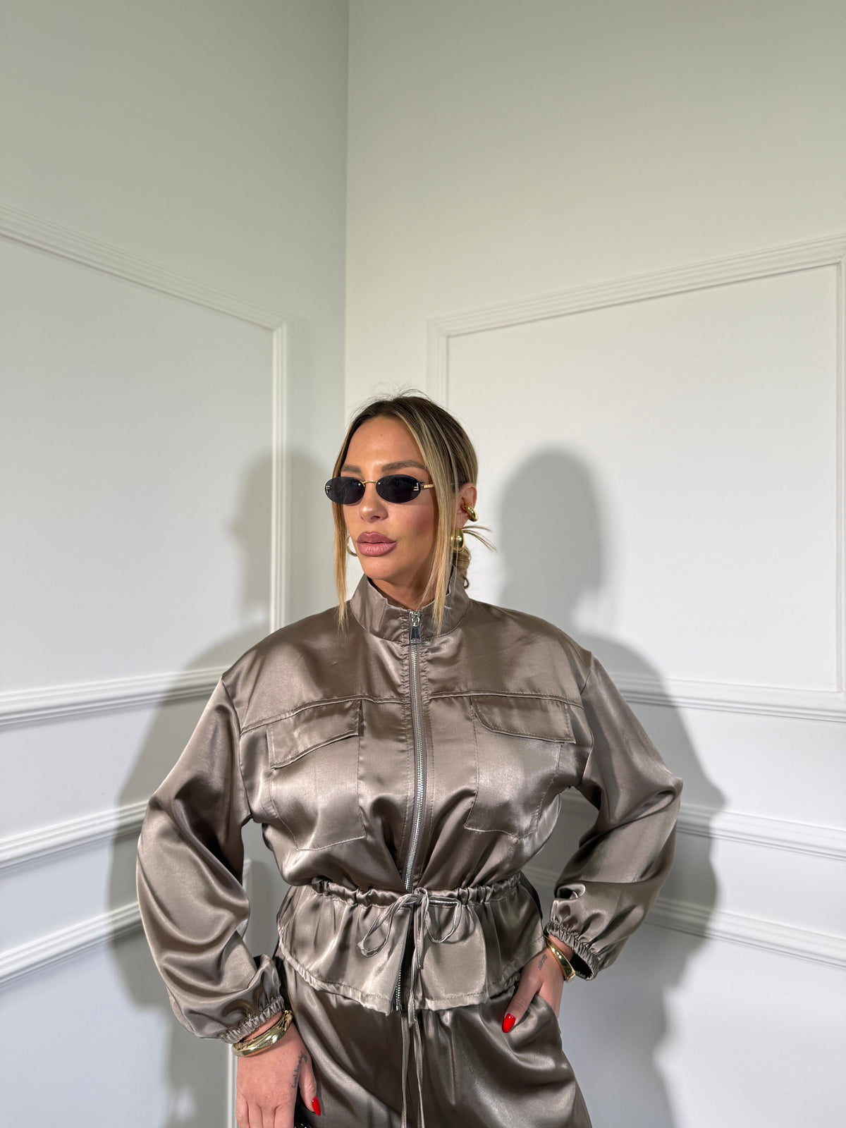 Coordinato in satin Amanda taupe hp9206