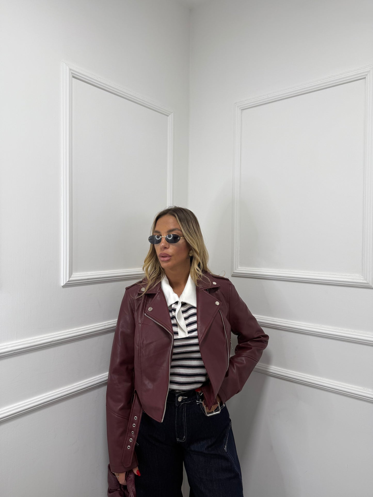 Chiodo ecopelle Venice bordeaux 0565