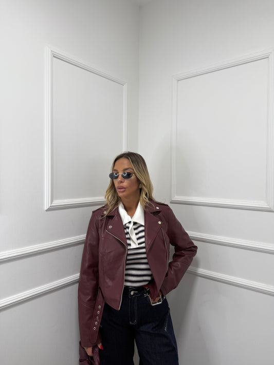 Chiodo ecopelle Venice bordeaux 0565