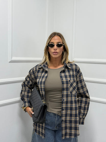 Camicia a quadri Elsie blu/gialla by monique 17156