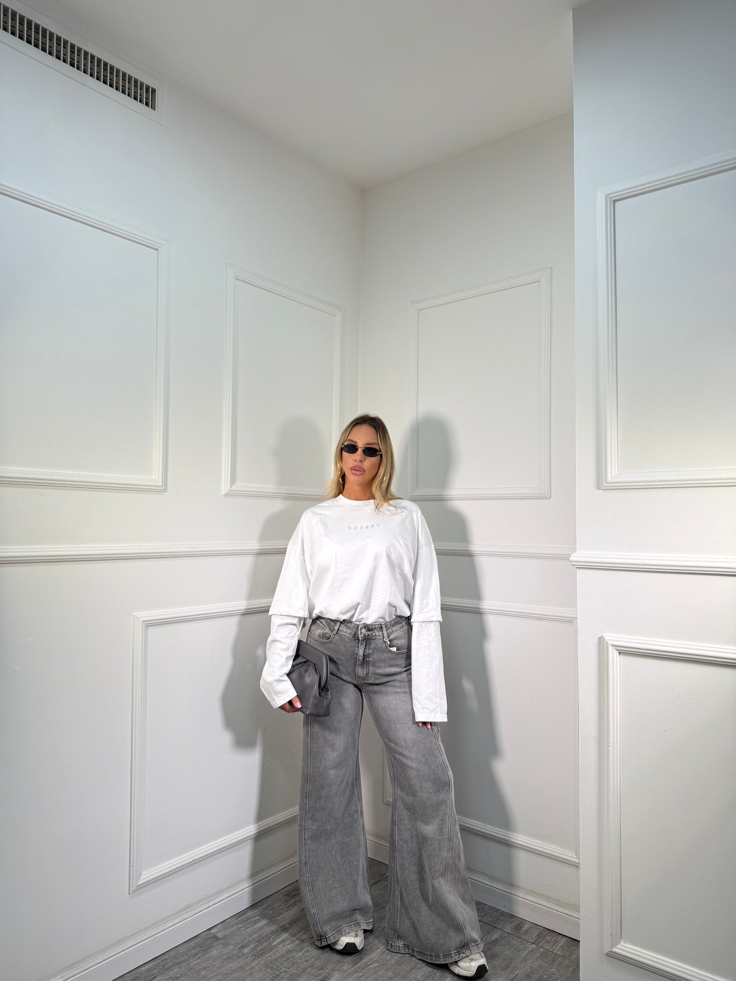 Jeans palazzone Chelsea grigio y5290