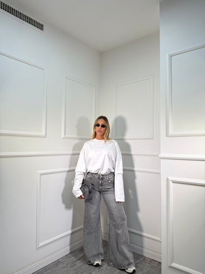 Jeans palazzone Chelsea grigio y5290