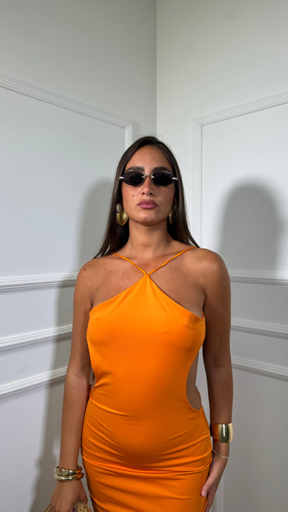 Abito midi in lycra cut out Flaminia arancio 11768