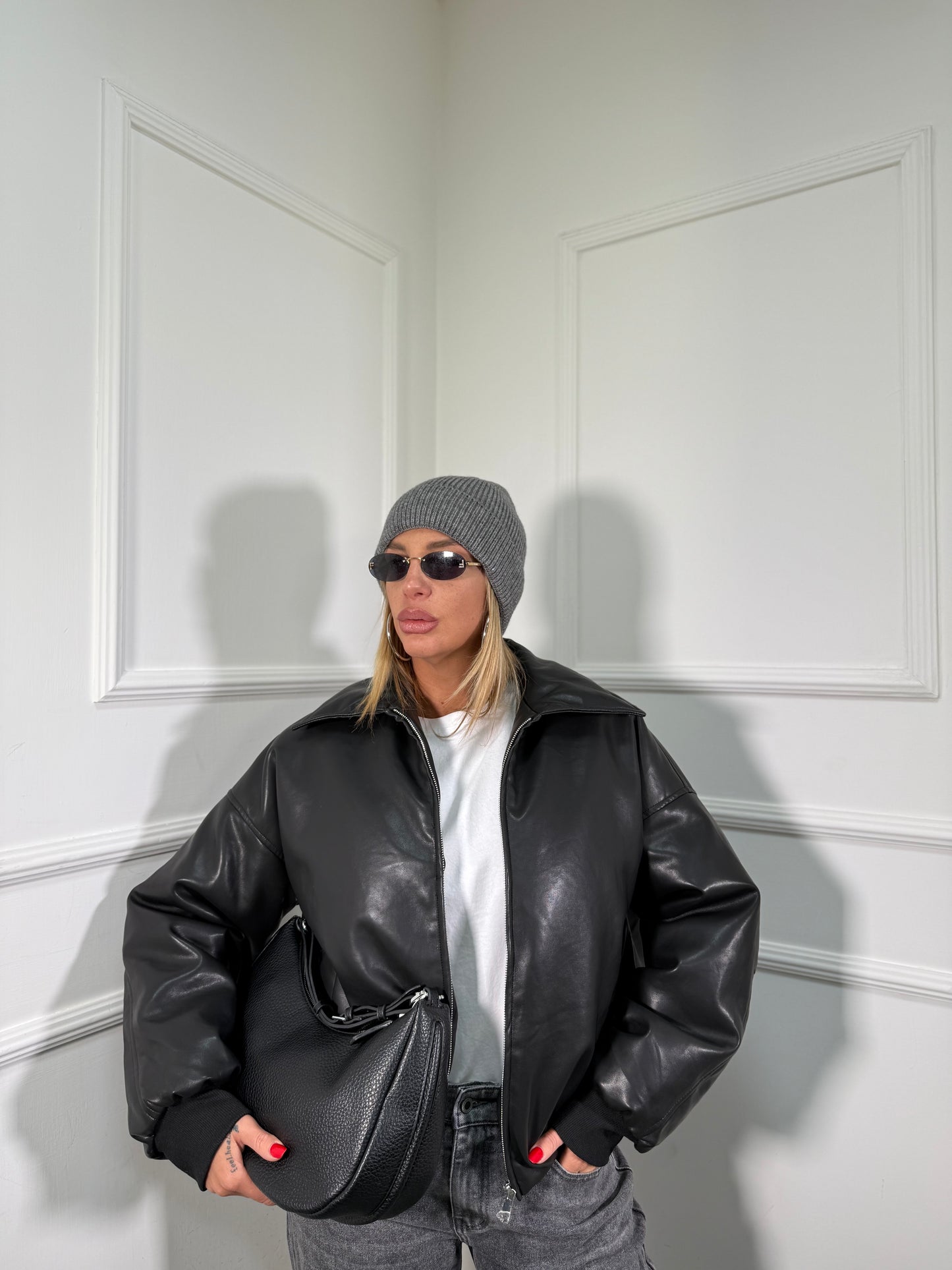 Bomber balloon ecopelle Darlying premium quality nero 8931