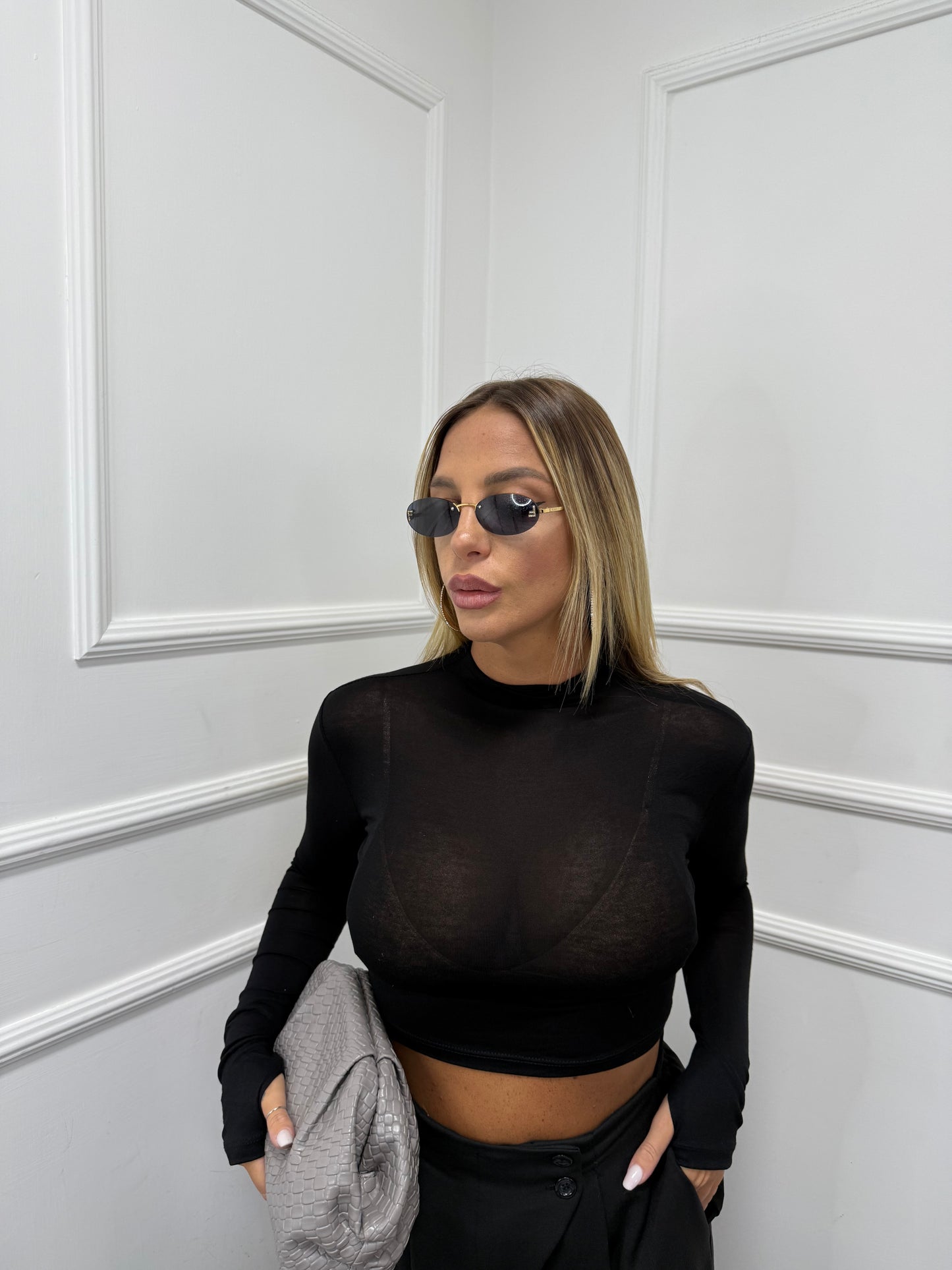 Shirt crop Bea nera 5317