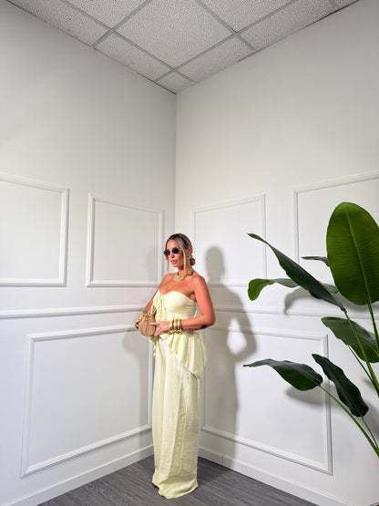 Jumpsuit in viscosa Faraana giallo pastello 5133