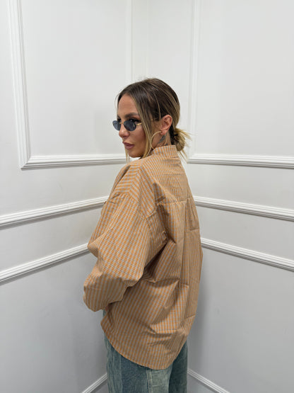 Camicia oversize con spalline Vibes senape mf2695