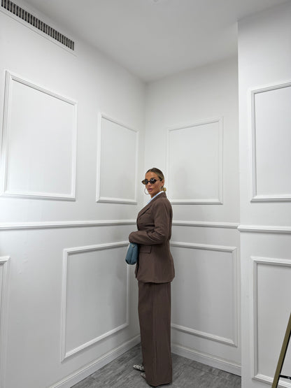 Tailleur gessato Smith caffè my19526