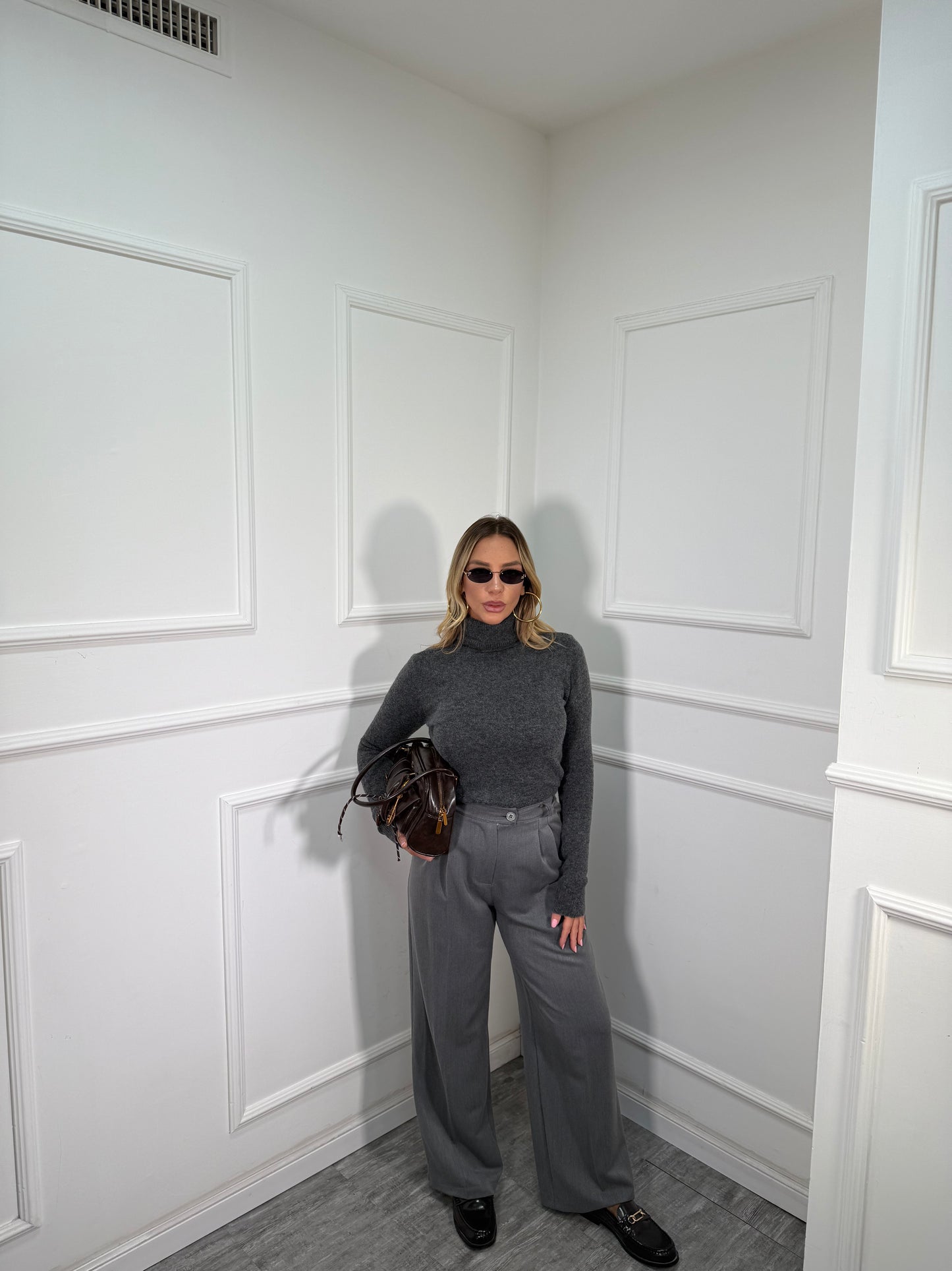 Pantaloni palazzo Studios grigio fumo 15592