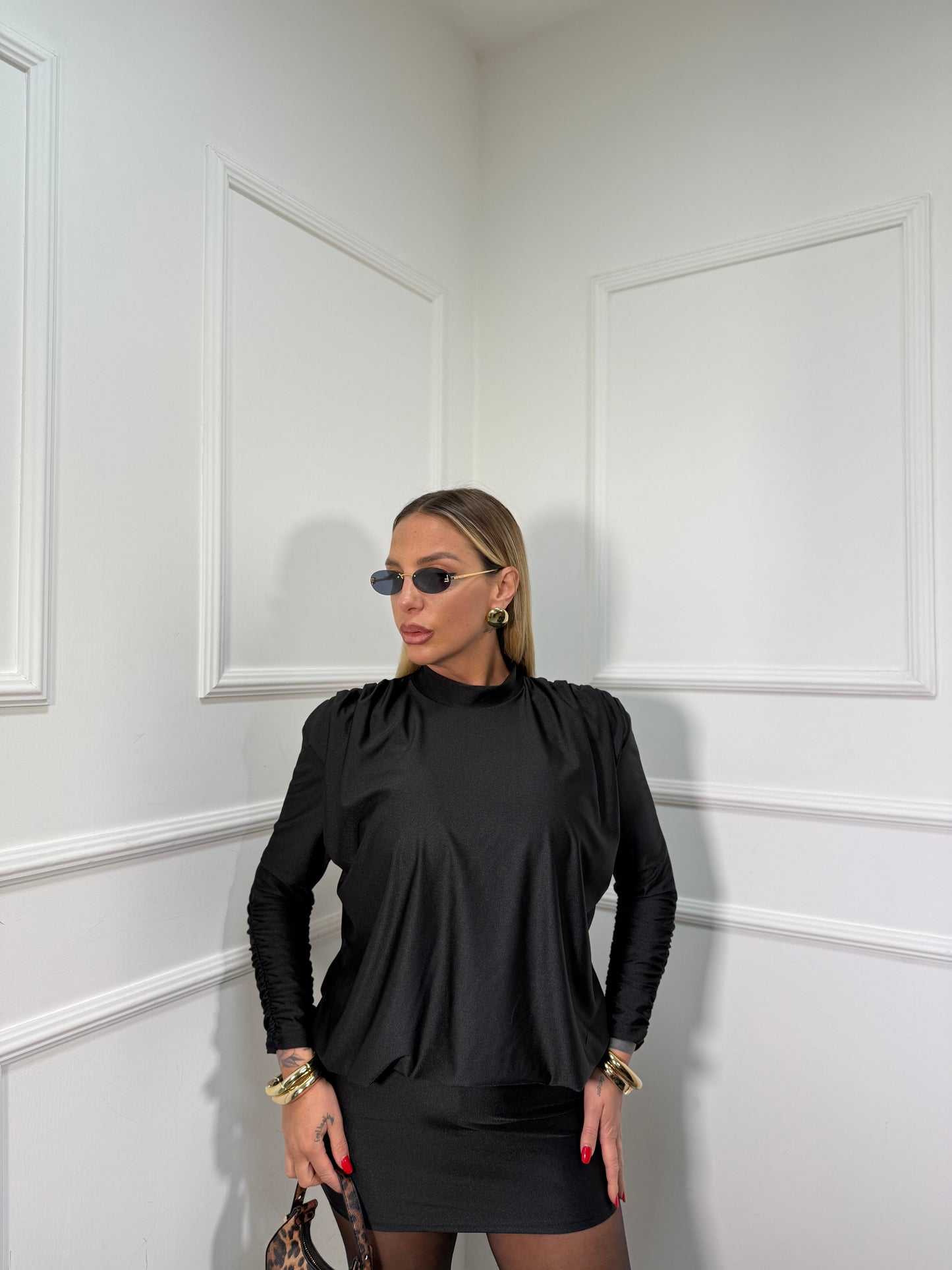 Abito in lycra con scollo sul retro Karol nero 30656