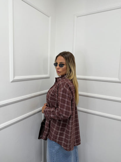 Camicia a quadri Roors bordeaux 51338