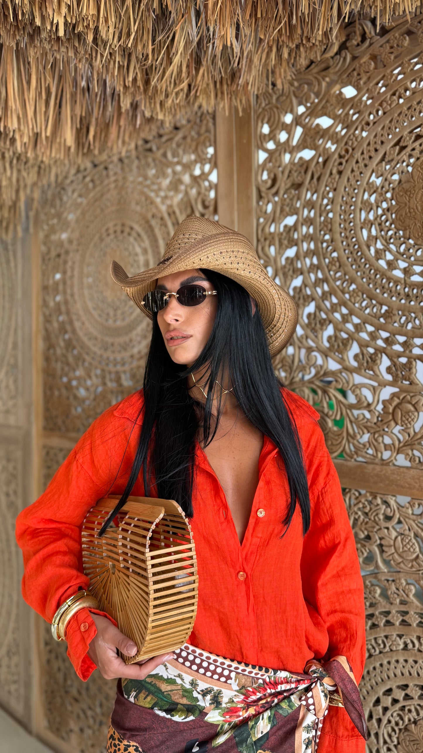 Camicia misto lino Sunny arancio  25727